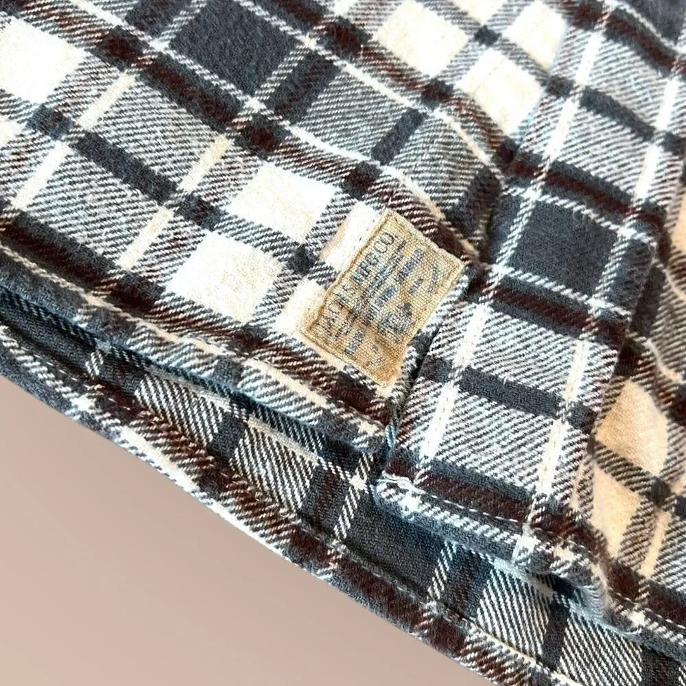 Jachs Men’s Medium Brown Tan Heritage Flannel Plaid Long Sleeve Cotton Shirt - Picture 6 of 7